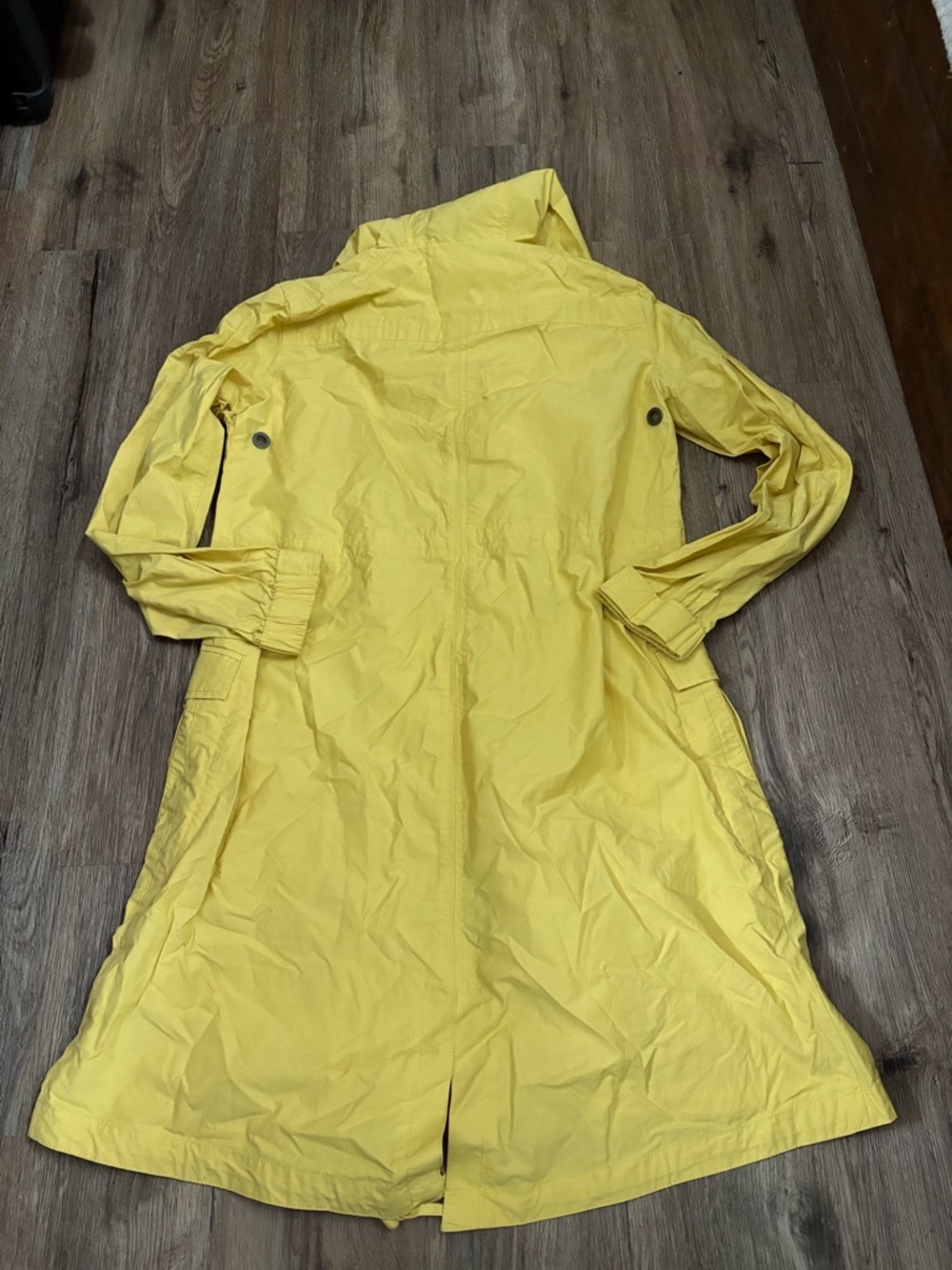 Eileen Fisher Long Anorak Windbreaker Jacket Women’s Petite S Yellow Zip Up Prep - Picture 11 of 14